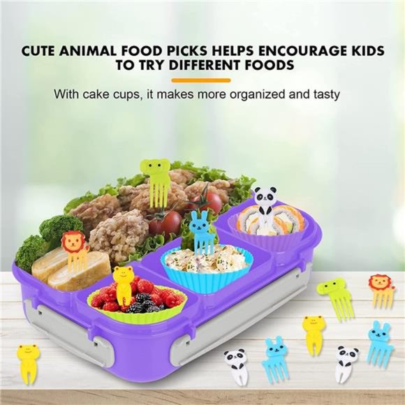 Lunch Box Kids, 4 Compartment & Food Picks Cake Cups, Lunch Box Containers - Picture 4 of 7